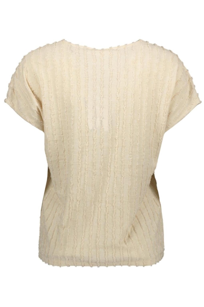 VMGLORIANA S/S V-NECK TOP JRS BTQ 10334799 OATMEAL/GOLD LUREX